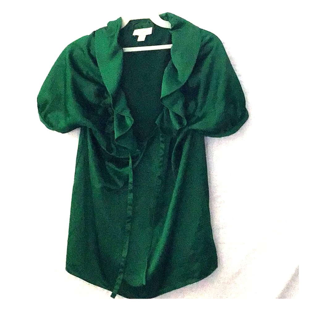 Ann Taylor S Women’s Emerald Green Ruffled Blouse